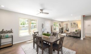 Bright open-plan dining and living room representing Hitchin property values and local housing market planning.